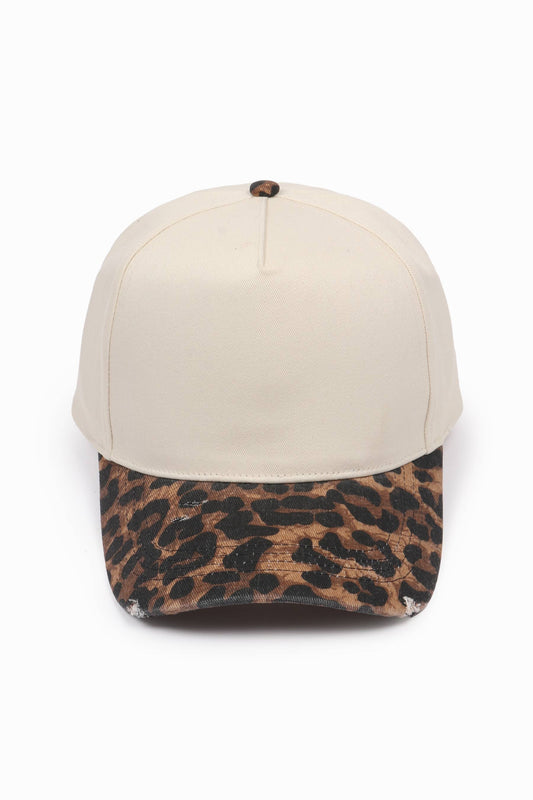 5 Panel Leopard Brim Print Baseball Hat