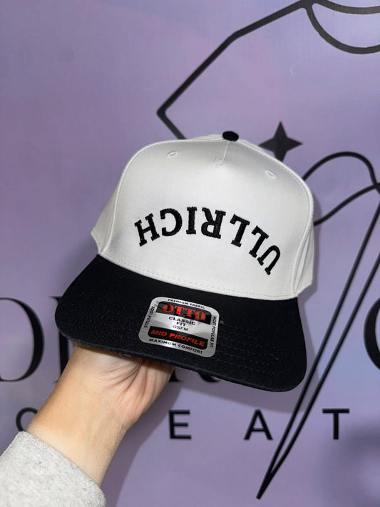 LAST NAME UPSIDE DOWN TRUCKER HAT