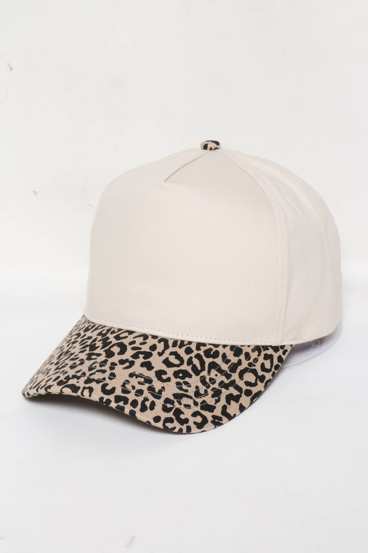 5 Panels with Leopard Print Brim 5 Panel Caps