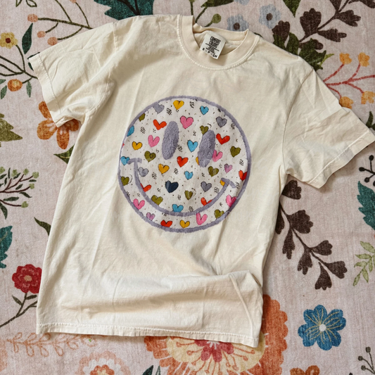 PRINTED FAUX CHENILLE SMILEY FACE