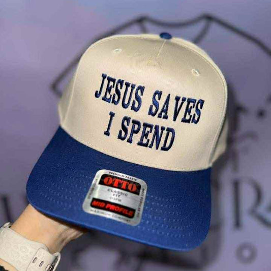 JESUS SAVES I SPEND TRUCKER HAT